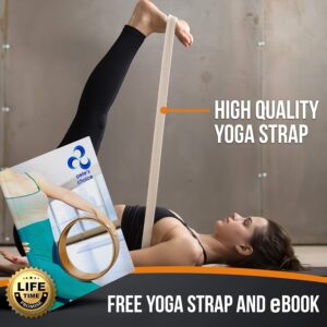 4-tlg. Yoga Set: Holz Yoga Rad, Kork Yoga Blocks, eBook und Gurt